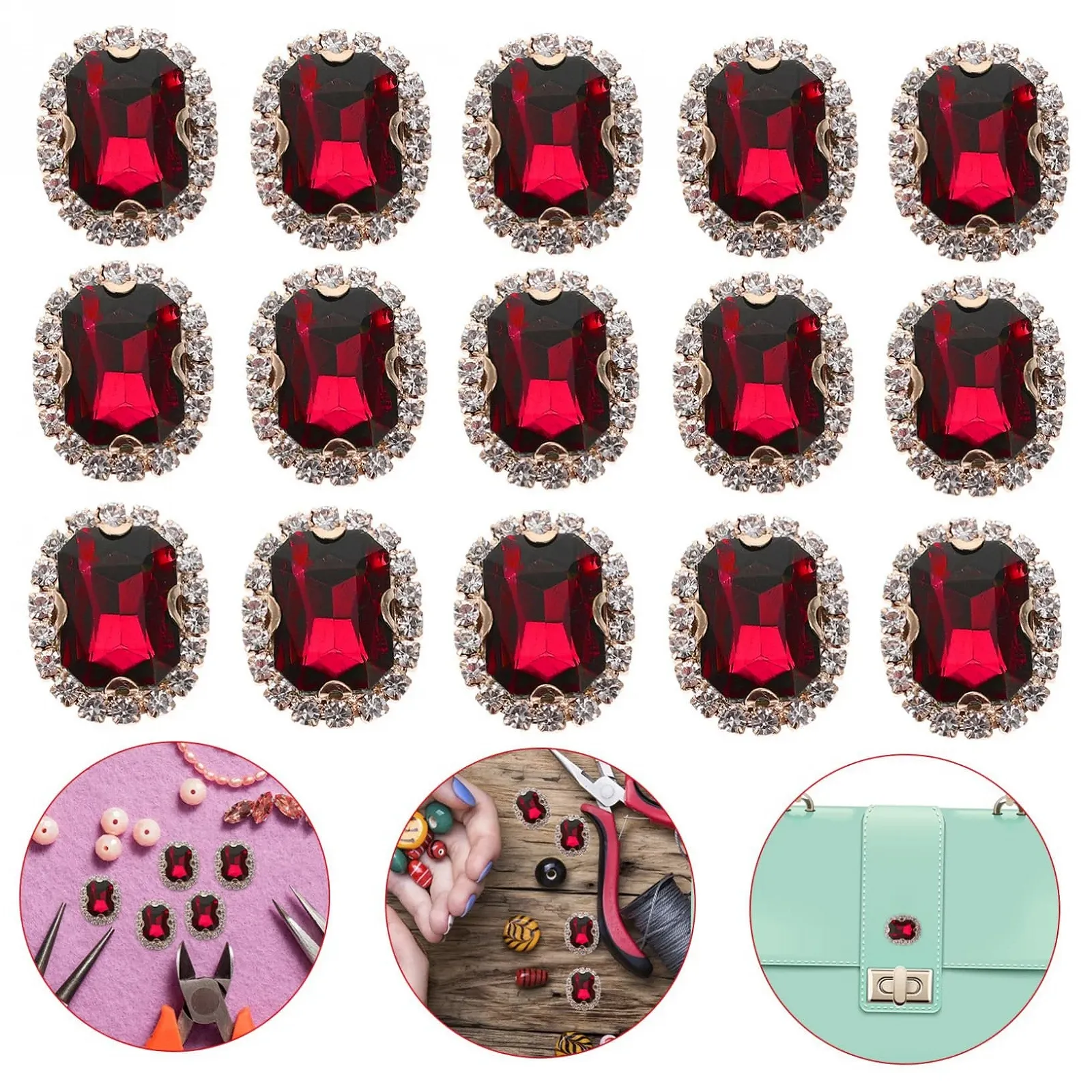 Стрази для пришивання ручної роботи 20 шт. Tofficu Скло Яскраві кольори, фото №2