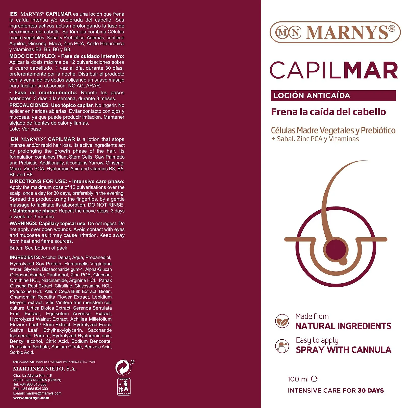 Лосьйон Marnys Capilmar проти випадіння волосся з рослинними стовбуровими клітинами, фото №3 Лосьйон Marnys Capilmar проти випадіння волосся з рослинними стовбуровими клітинами, фото №3