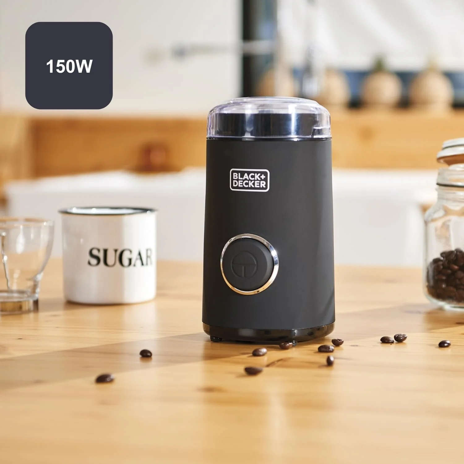 Кавомолка Black+Decker BXCG150E 150 мм Пластик Чорний, фото №2 Кавомолка Black+Decker BXCG150E 150 мм Пластик Чорний, фото №2