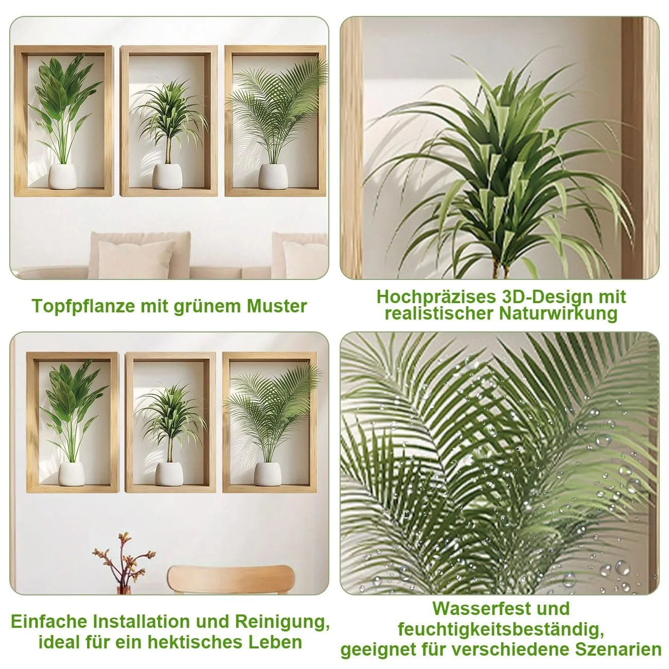 Наклейка на стіну 39,3 x 80 см Зелені рослини в горщиках Квіти Вази 3D Самоклеюча, фото №3 Наклейка на стіну 39,3 x 80 см Зелені рослини в горщиках Квіти Вази 3D Самоклеюча, фото №3