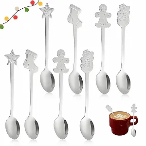 Ложка Рождественская 8 предметов Серебряный цвет - Фото 1