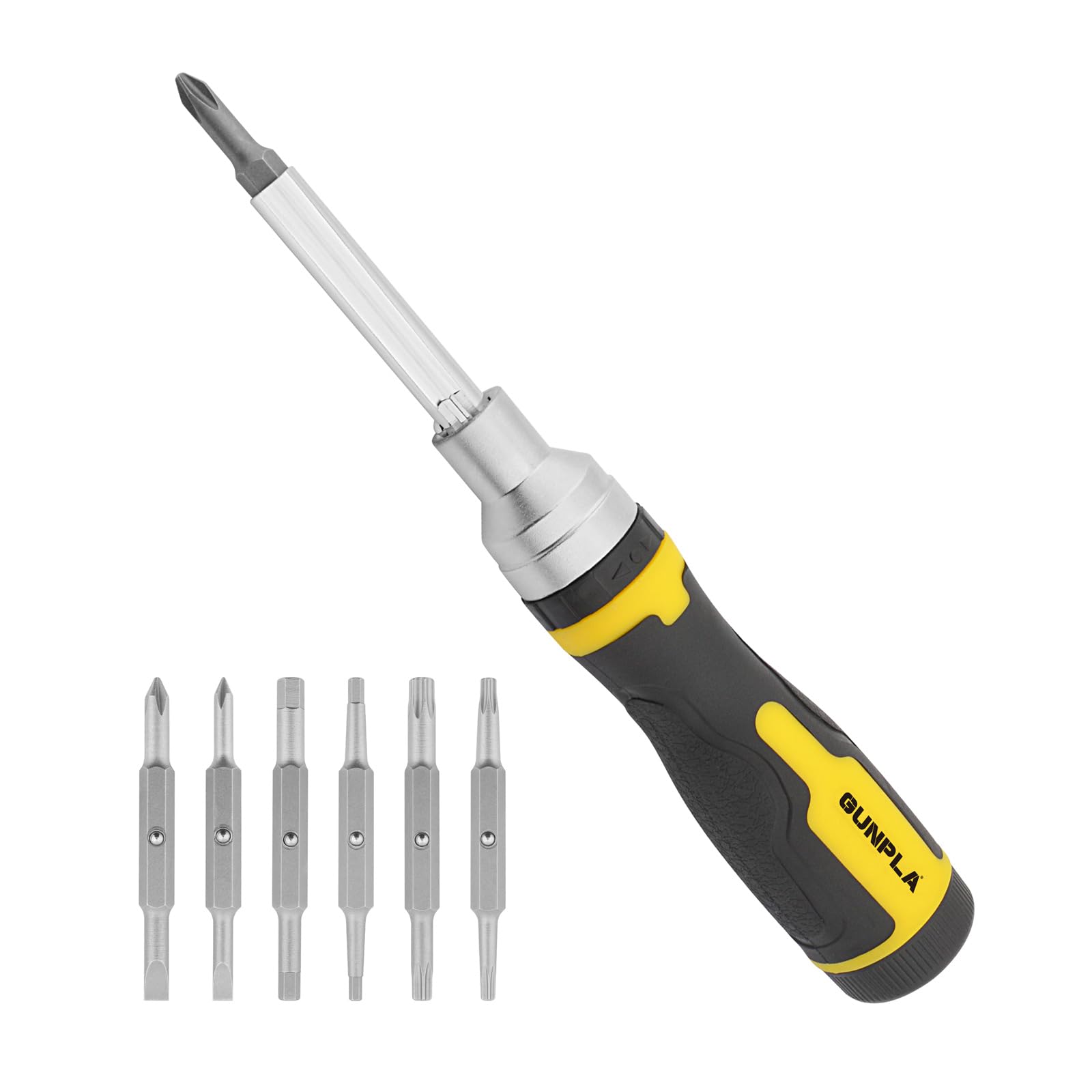 Набір викруток Gunpla Ratchet Screwdriver Set 16 in 1 Ratchet викрутка-тримач з бітами 72 зуби з 7 подвійними бітами та подовжувальної штангою викрутка з бітами в ручці, фото №1