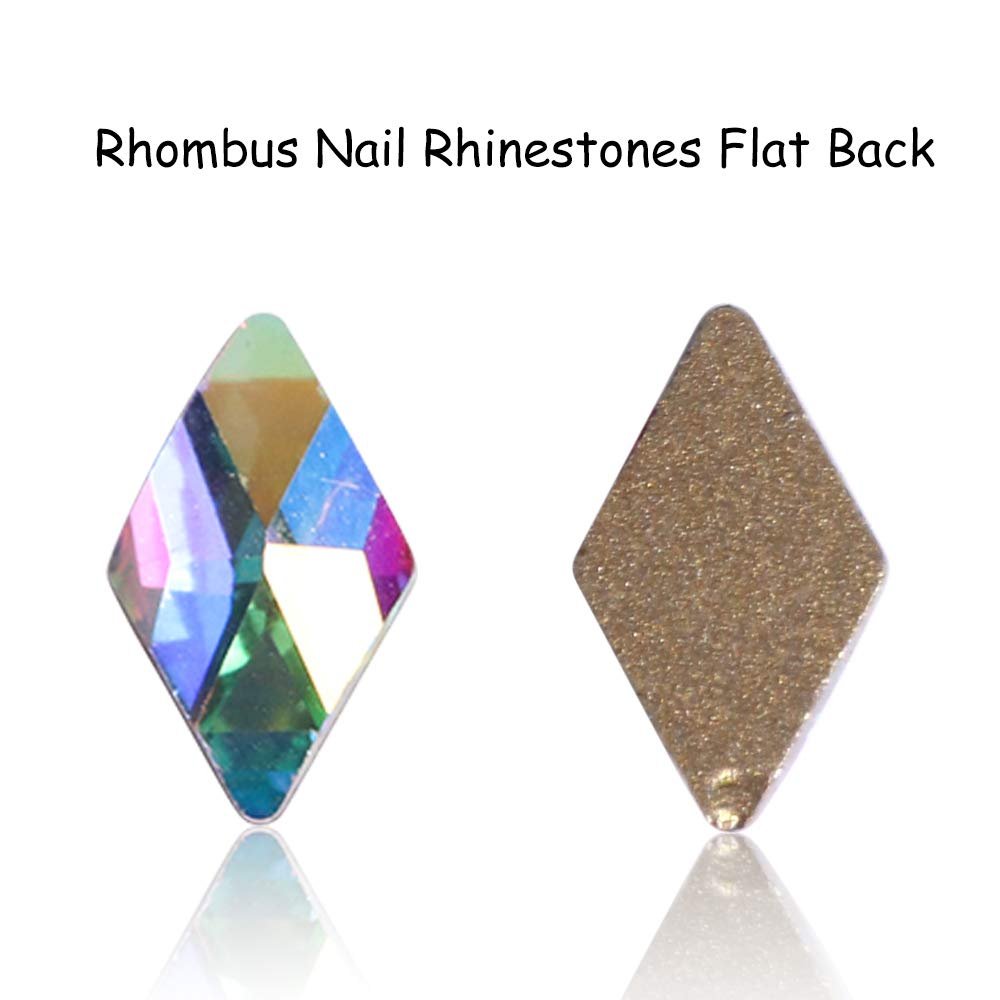 Кришталеві Ромбовидні Блискітки для Нігтів Стрази Скло Плоска Основа 3D Діамант 6 x 10 мм, фото №5