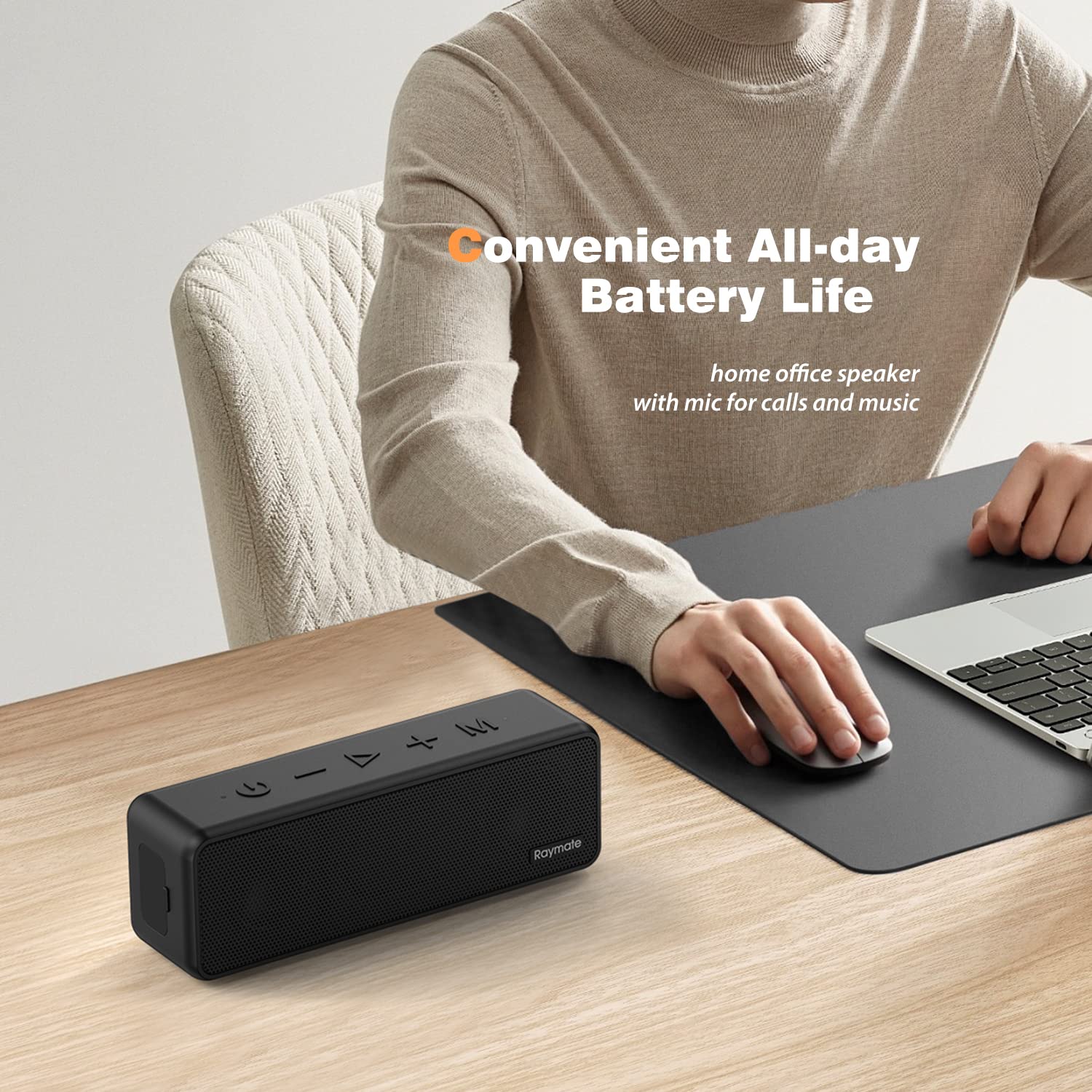 Колонка Raymate Bluetooth Портативная Музыкальная Коробка с Громким Стерео Звуком, Богатым Басом, IPX7 Водонепроницаемая Беспроводная Колонка для Дома, На Открытом Воздухе, Сада, фото №7