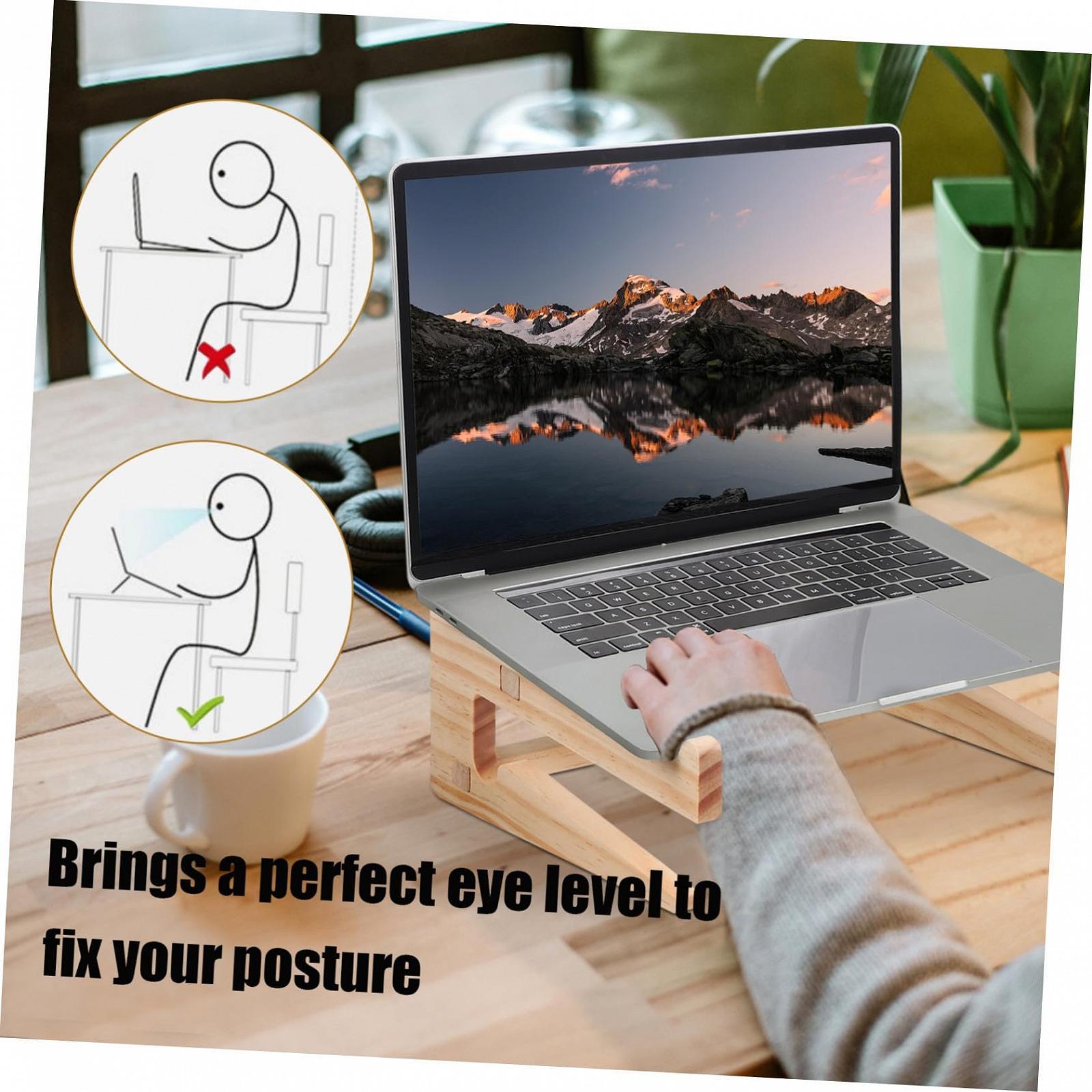 Підставка для ноутбука Дерев'яна підставка для ноутбука з циркуляцією повітря Стабільний настільний органайзер, фото №9