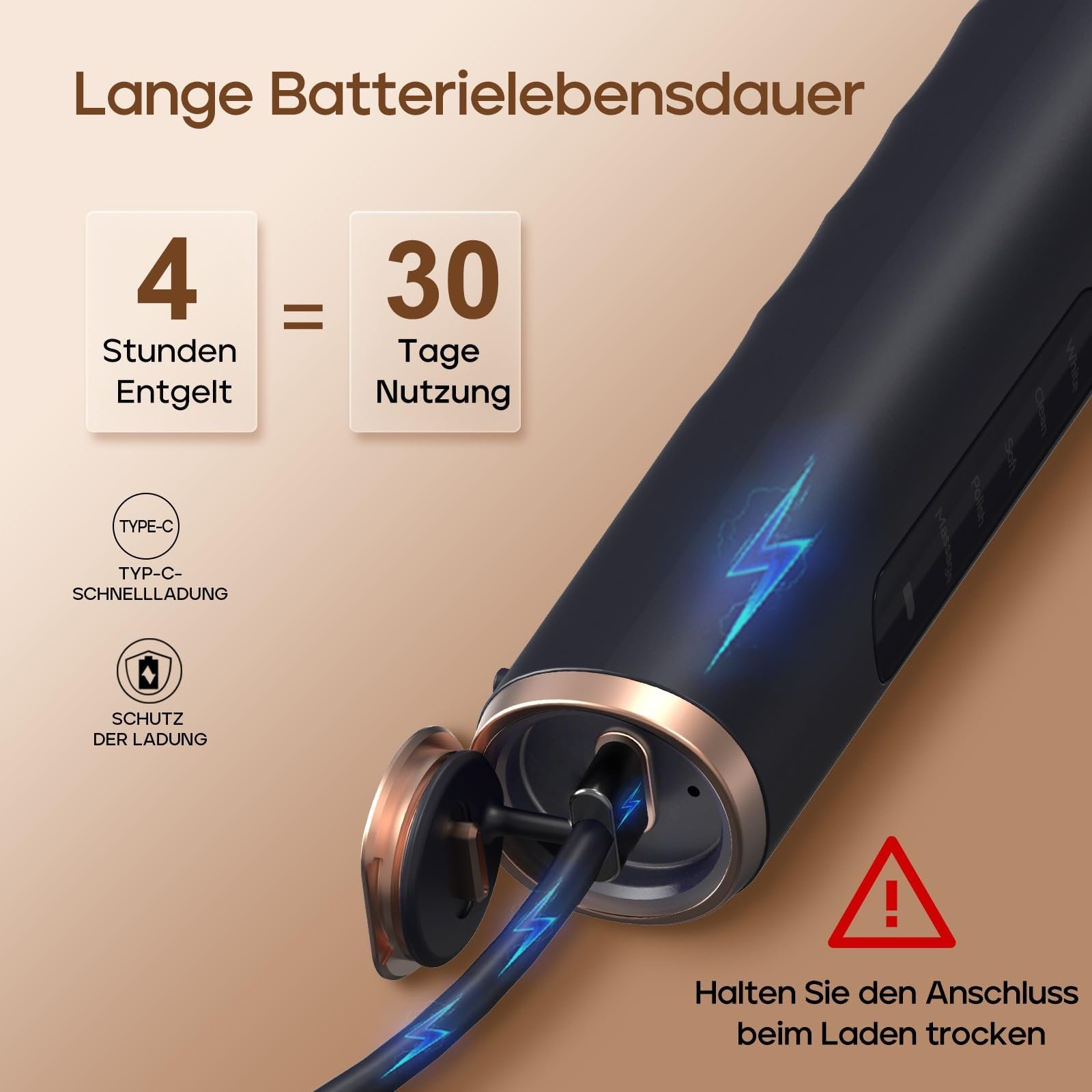 Електрична звукова зубна щітка Seago 5 режимів Чорний, фото №5