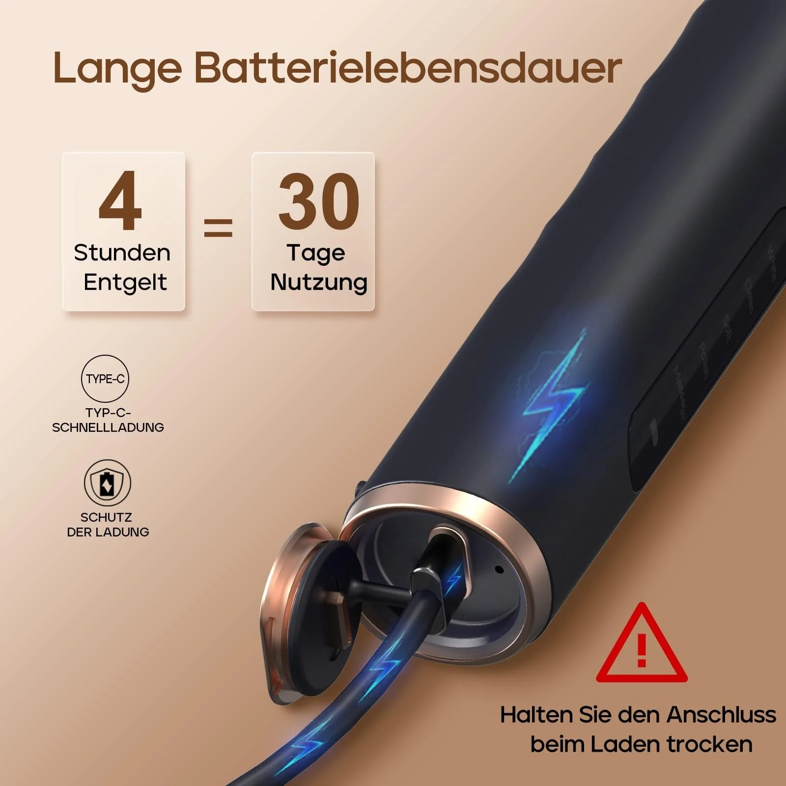 Электрическая звуковая зубная щетка Seago 5 режимов Черный, фото №5