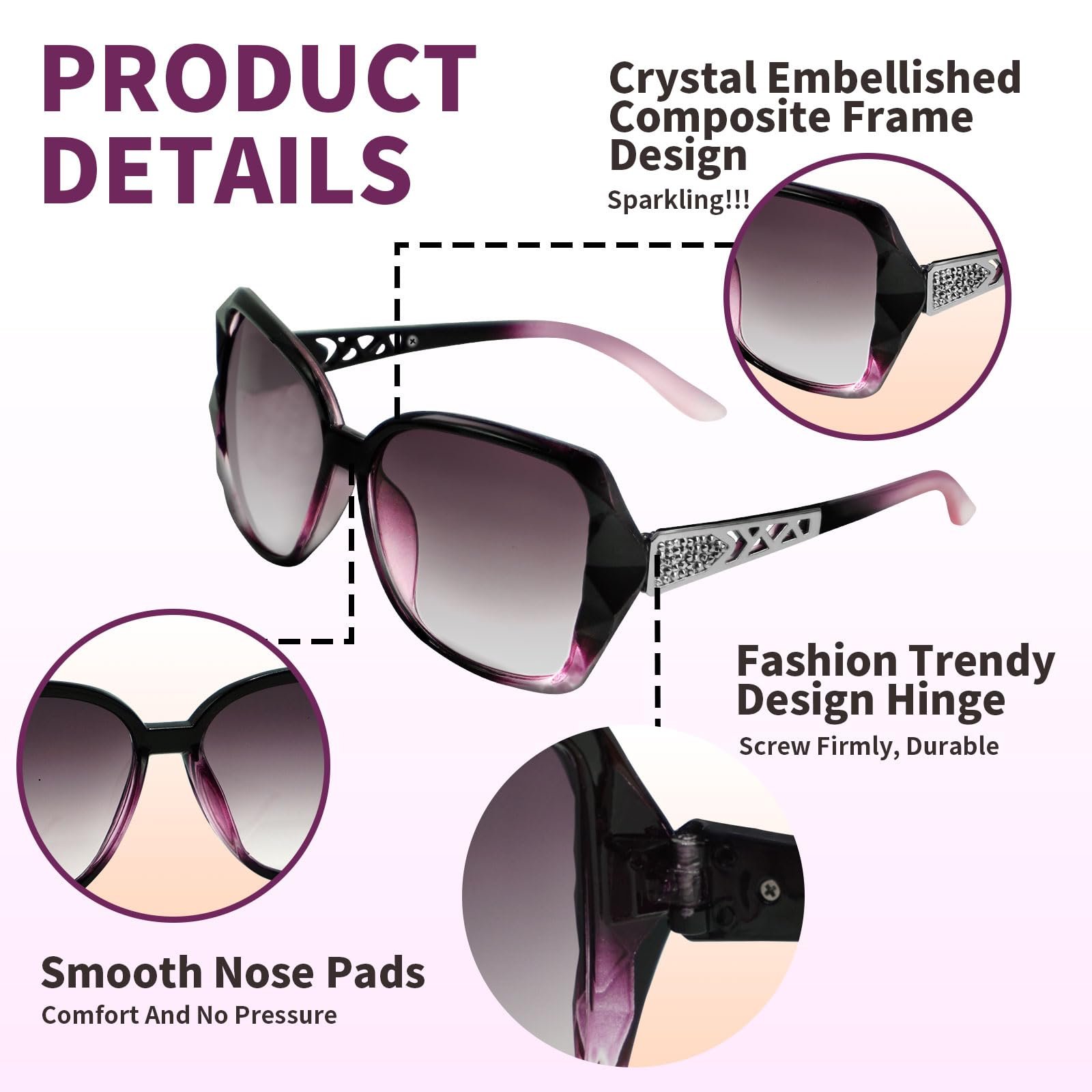 Сонцезахисні окуляри XWCHASA Великі Жіночі Класичні Трендові Вінтажні Модні, фото №3