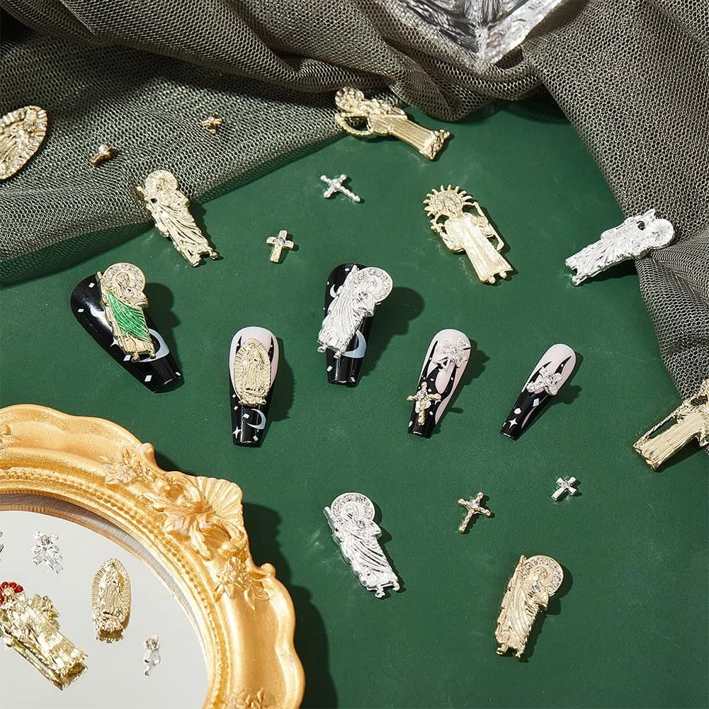 Украшения для ногтей Кресты AHANDMAKER, 21 стиль, 42 шт., 3D украшения для ногтей, разноцветные аксессуары для украшения ногтей со стеклянными стразами, фото №5