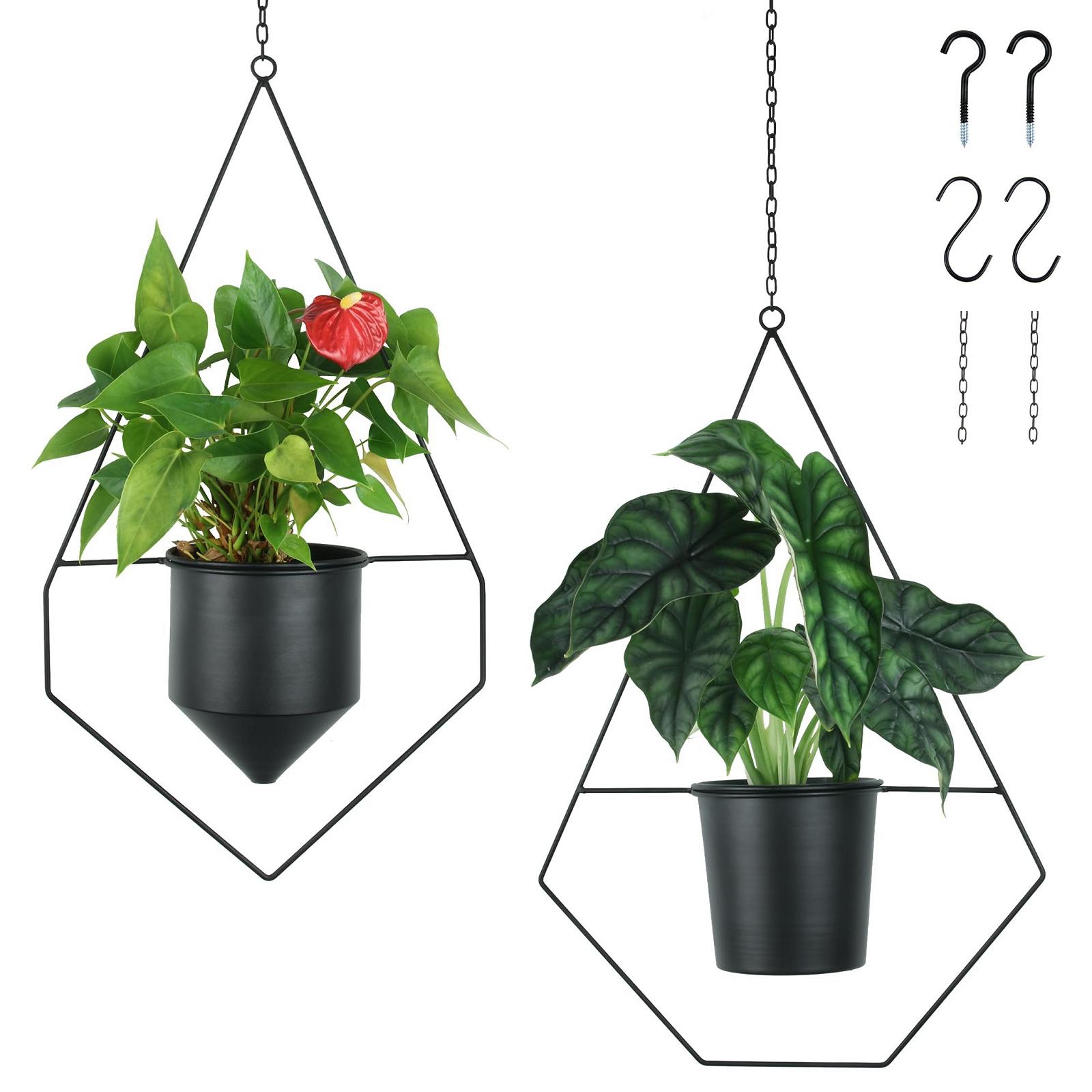 Підвісний вазон alma home Набір з 2 підвісних кошиків Металевий з гачком та подовжувачем ланцюга Чорний, фото №1 Підвісний вазон alma home Набір з 2 підвісних кошиків Металевий з гачком та подовжувачем ланцюга Чорний, фото №1