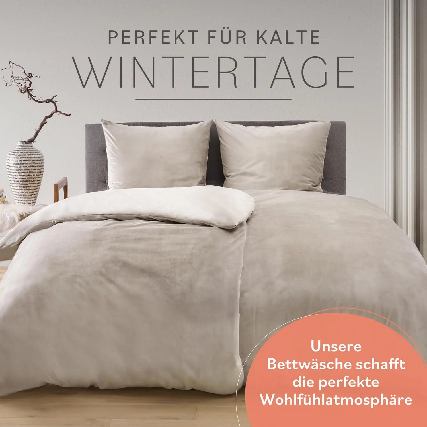 Комплект постельного белья Blumtal 135 x 200 см Cashmere Touch плюшевый набор из 2 предметов Бежевый, фото №3