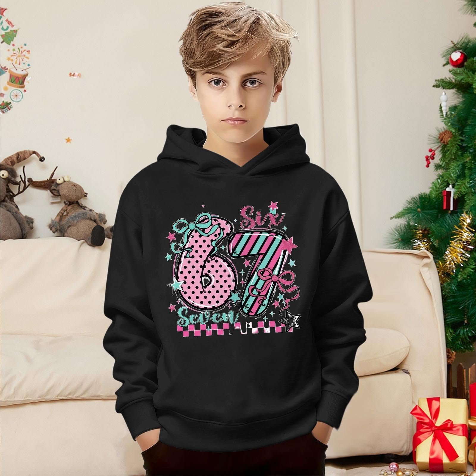 Худі з мемом 67 для підлітків, худі з довгими рукавами, фото №3