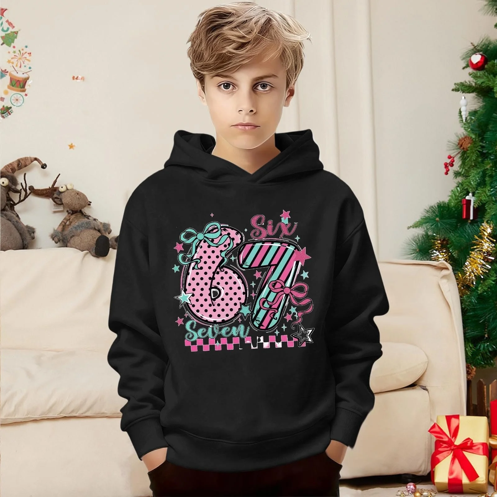 Худі з мемом 67 для підлітків, худі з довгими рукавами, фото №3