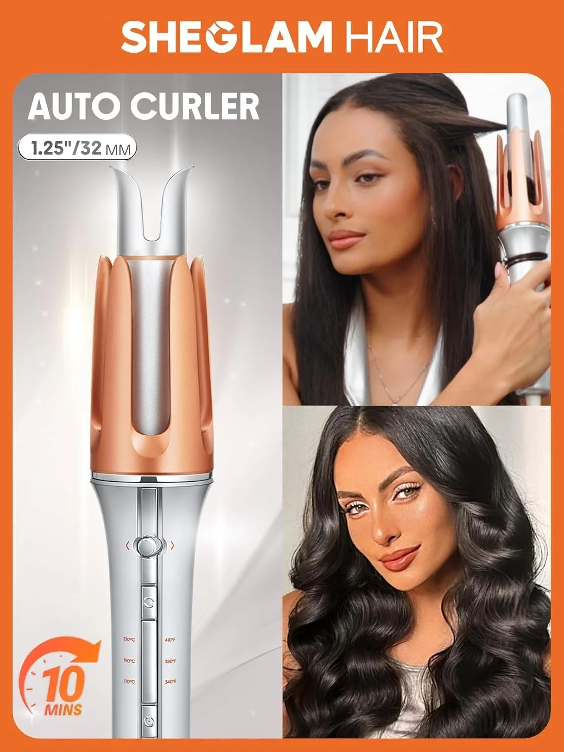Автоматична плойка для волосся SHEGLAM 32 мм Керамічне покриття Сироватка 24K Glow Hair Oil, фото №1 Автоматична плойка для волосся SHEGLAM 32 мм Керамічне покриття Сироватка 24K Glow Hair Oil, фото №1