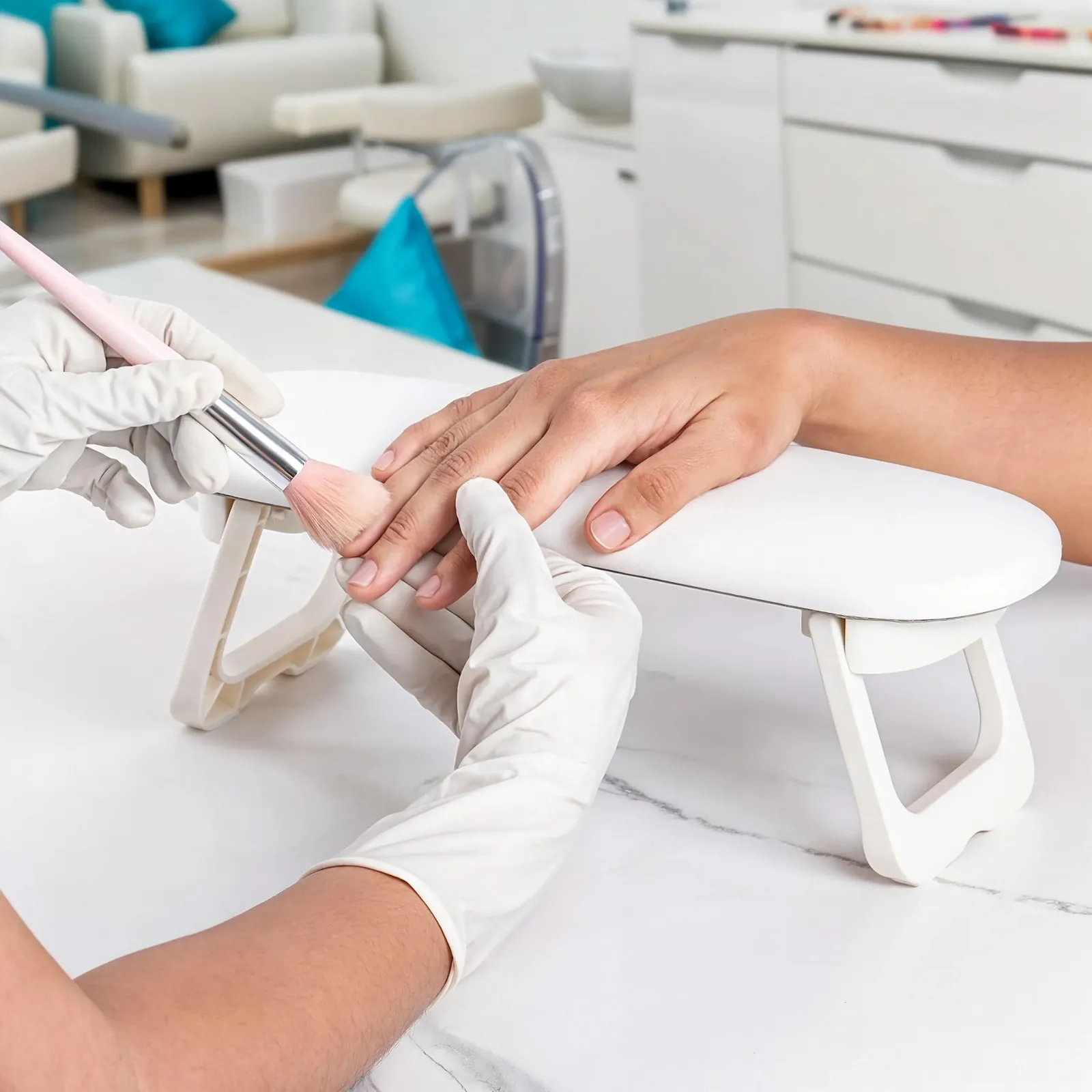 Підставка для рук Winter Shore Шкіряна для манікюрного салону Білий, фото №4