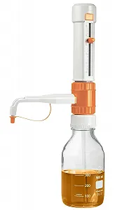 Дозатор для бутылок neoLab D-8650 Sunlab SU1650 / 5-50 мл / PTFE, FEP, BSG, PP / Для кислот и щелочей / Оранжево-серый - Фото 1