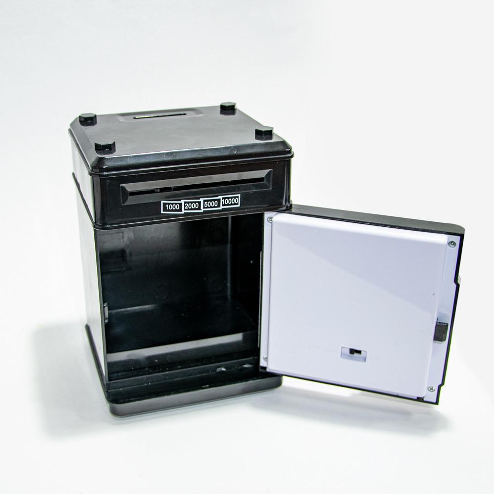 Іграшковий дитячий сейф з кодовим замком дитяча копілка Number Bank для дітей чорний корпус чорний, фото №3