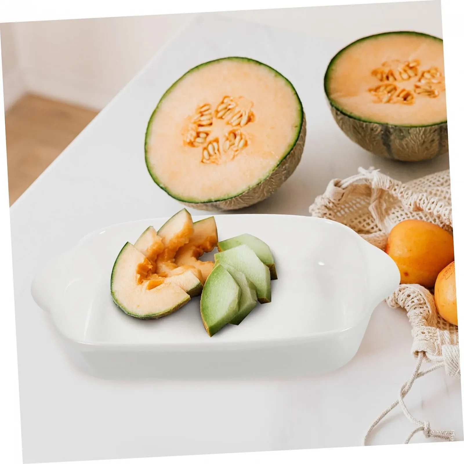 Керамическая форма для запекания NOLITOY с двойной ручкой термостойкая белая, фото №3