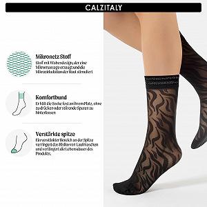 Носки Calzitaly, 3 пары, люрекс, черный, один размер, сделано в Италии synthetic.ua - Фото 1