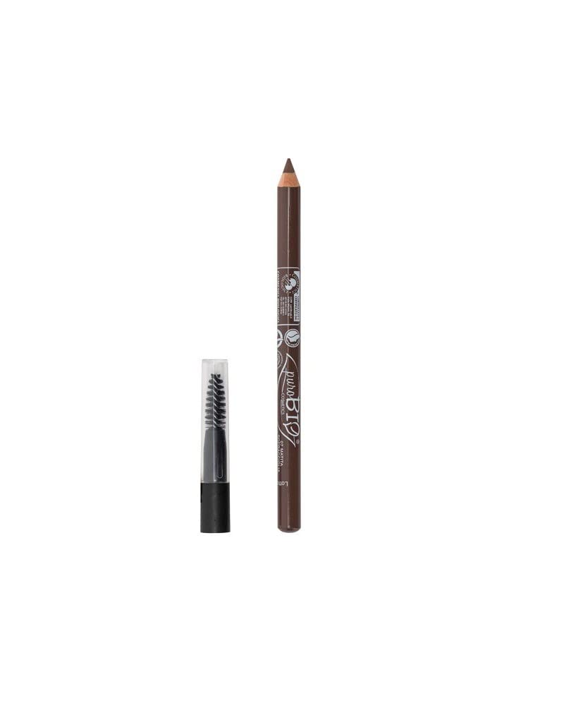 Карандаш puroBIO Kayal Organic для глаз и бровей с кисточкой Цвет Темно-коричневый/Черный №48, фото №1