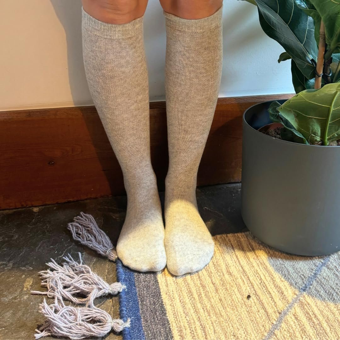 Женские гольфы Cashmere Merino Wool Blend для улицы, для сапог, для отдыха 2 пары Размер M 3-7 Однотонные Мягкие Голубые Серые Термические Очень Теплые Мягкие, Мягкий Голубой, Мягкий Серый, фото №5