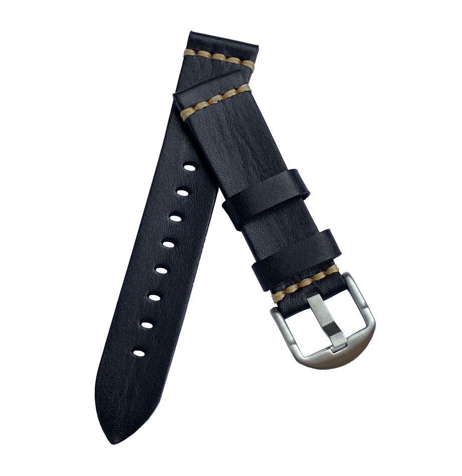 Ремешок кожаный Primolux C052B Steel buckle для часов Honor Magic Watch 2 46mm Black, фото №1