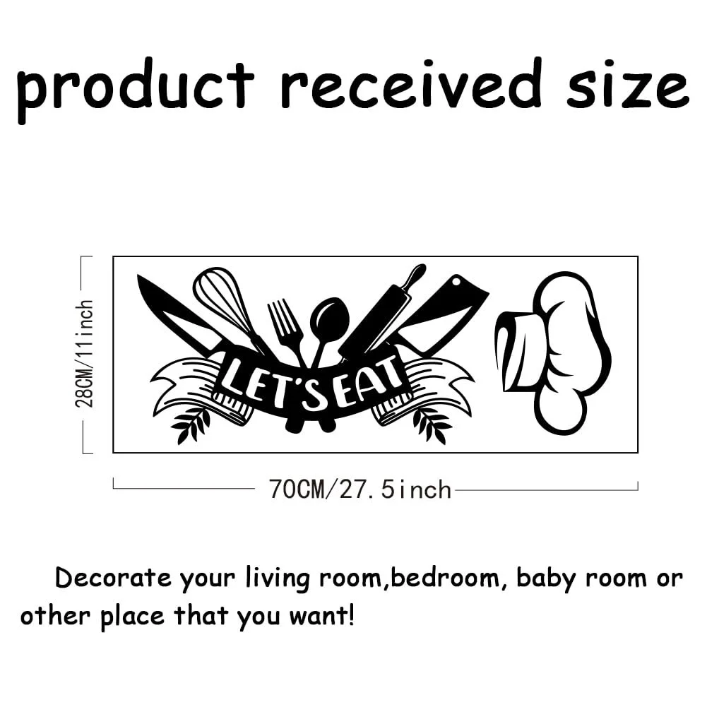 Наклейка на стіну SUPERDANT Let's Eat вінілова з кухонним приладдям 70 x 28 см чорно-біла, фото №2