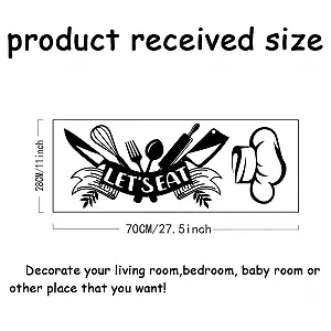 Наклейка на стіну SUPERDANT Let's Eat вінілова з кухонним приладдям 70 x 28 см чорно-біла synthetic.ua - Фото 1