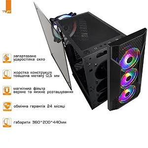 Корпус Frime Legion Black USB 3.0 без БП (Legion-U3-GLS-4DTRMLT16.6WP) synthetic.ua - Фото 1