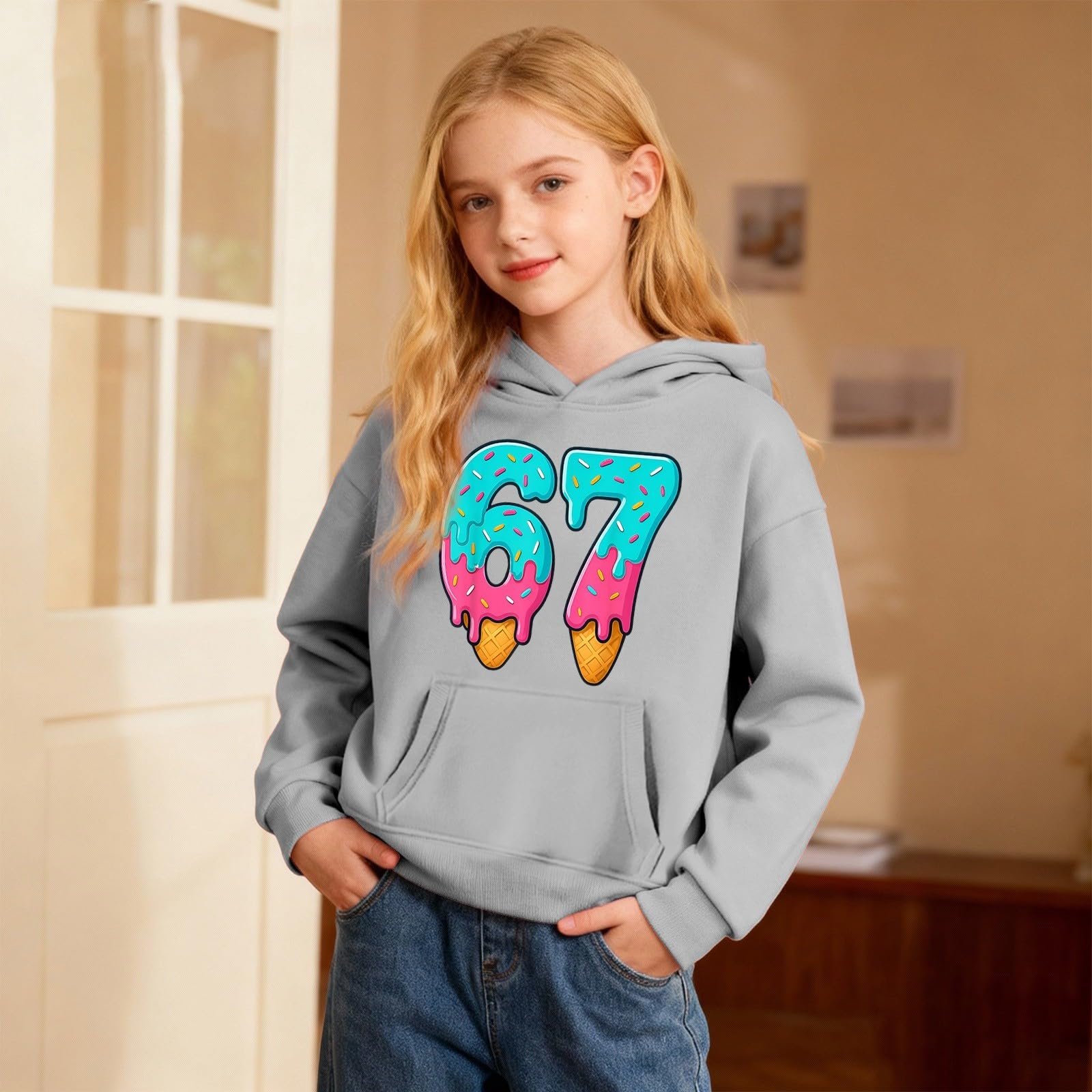 Джемпер Generisch 67 Детский Толстовка Детская Свитшот для мальчиков и девочек 6 7 Печатная Толстовка Повседневные Мягкие Свитшоты Рубашка с длинными рукавами Унисекс, фото №3