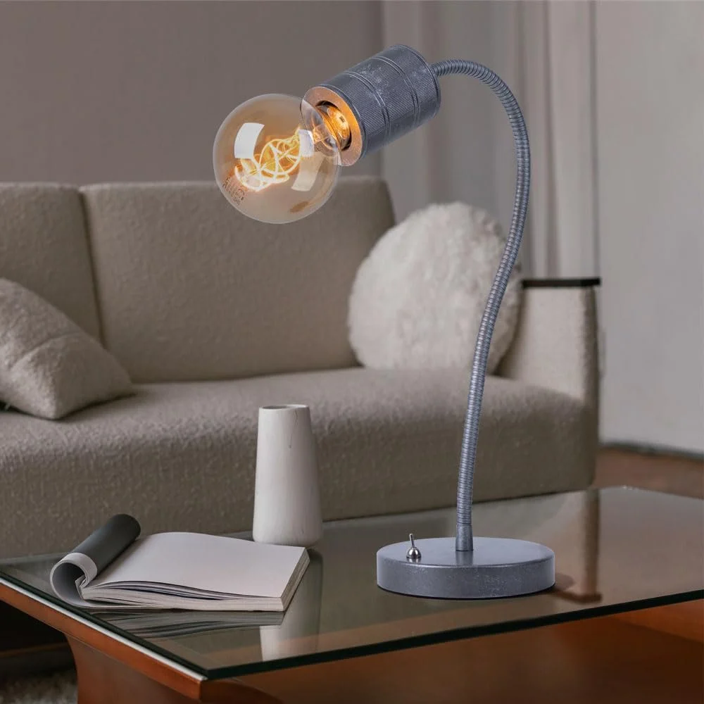 Настільна лампа etc-shop Метал Алюміній Поворотна E27 59 см Сріблястий, фото №5