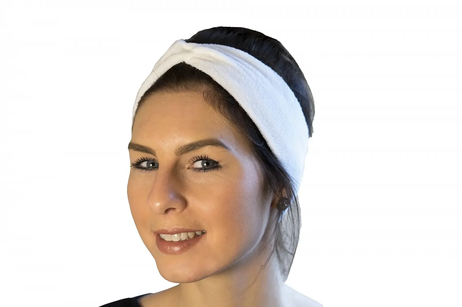 Пов'язка для волосся Бавовняна Еластична Косметична Біла, Ширина 8 см, Обхват 38 см, фото №3