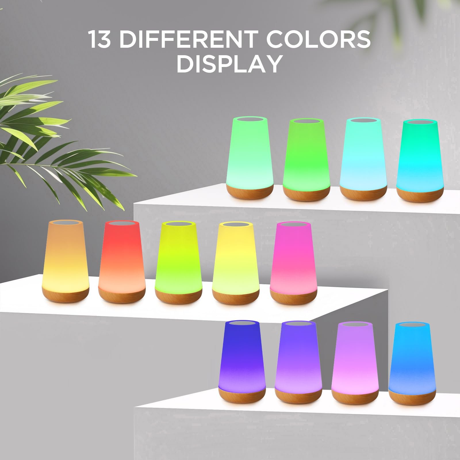 Настільна лампа Romon нічник сенсорний з регулюванням яскравості 13 кольорів LED USB акумуляторна з пультом таймер світло-коричневий, фото №4