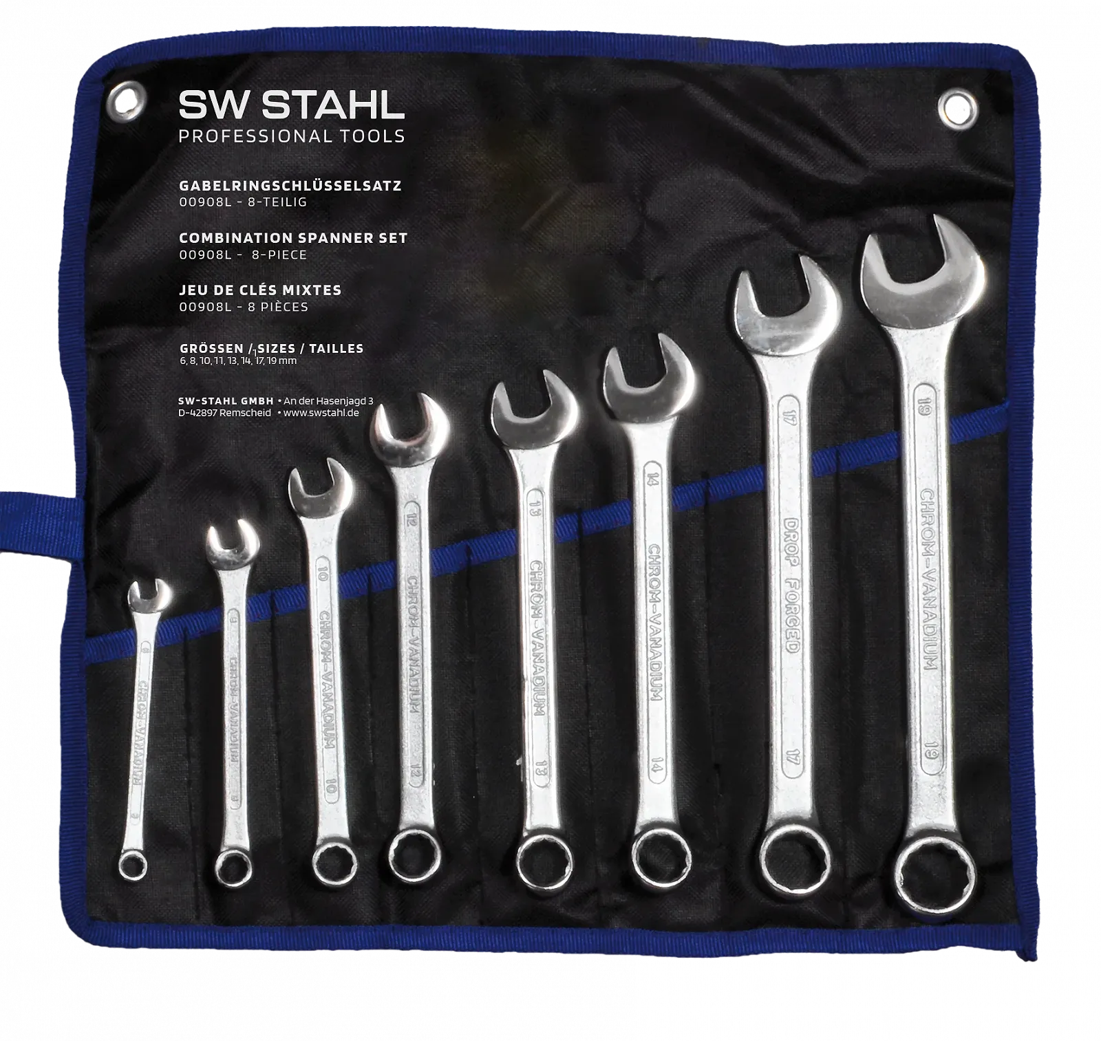 Набор комбинированных ключей SW-STAHL 00908L, 6-19 мм, 8 предметов, фото №1