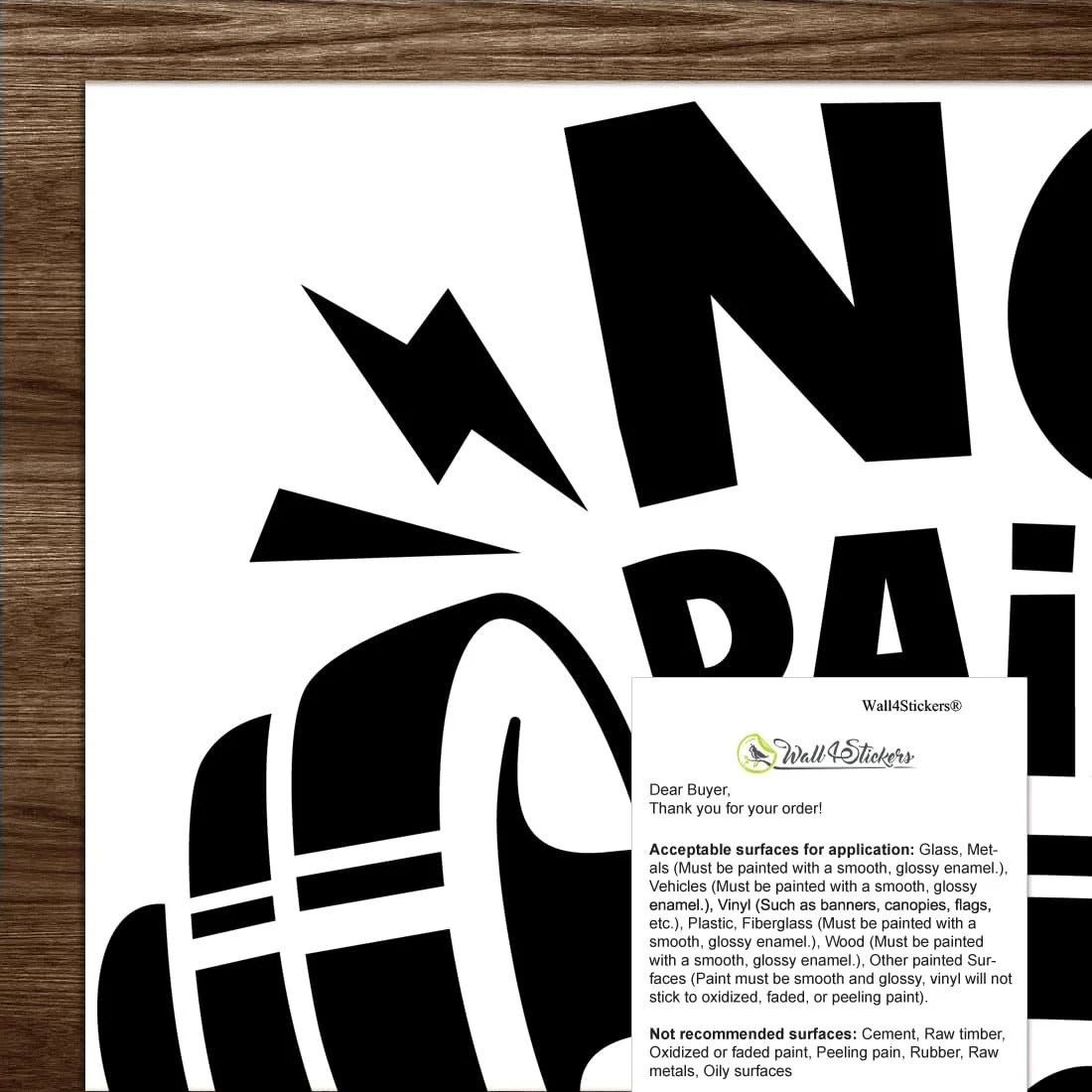 Наклейка на стіну "No Pain No Gain" Motivational Dumbbell 430 x 430 мм Чорна, фото №6 Наклейка на стіну "No Pain No Gain" Motivational Dumbbell 430 x 430 мм Чорна, фото №6