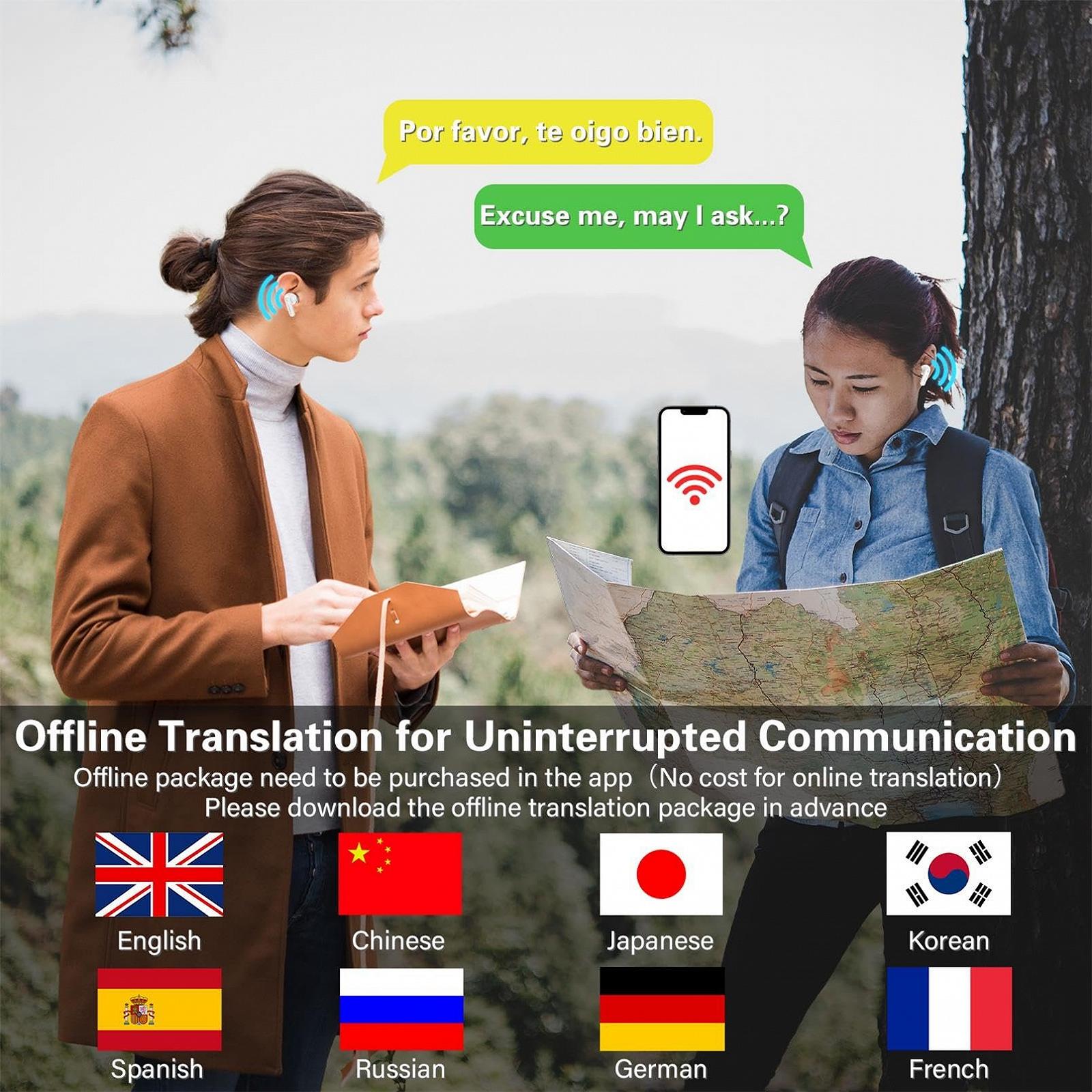 Навушники-перекладачі SIOTMERA Y113s для голосового перекладу в реальному часі з 144 мовами, миттєвий офлайн перекладач для подорожей, бізнесу та навчання, для iOS та Android BT 5.4, білий, фото №5 Навушники-перекладачі SIOTMERA Y113s для голосового перекладу в реальному часі з 144 мовами, миттєвий офлайн перекладач для подорожей, бізнесу та навчання, для iOS та Android BT 5.4, білий, фото №5