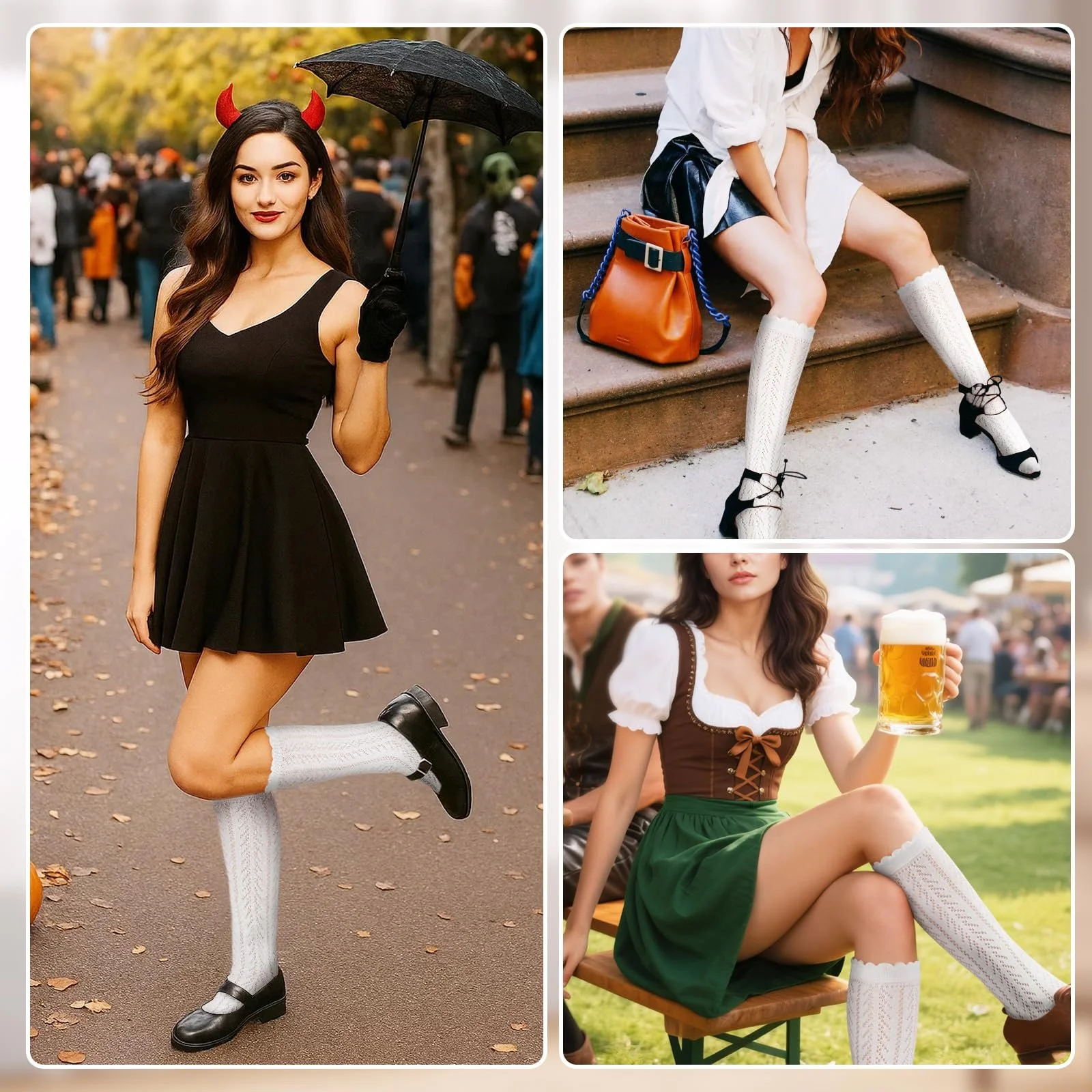 Женские костюмные чулки (Белый), фото №7