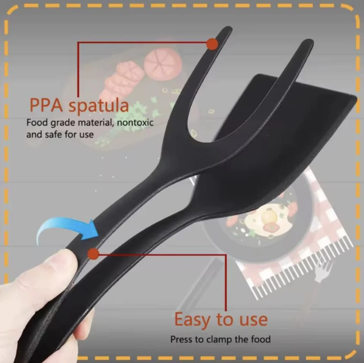Універсальні кухонні щипці-лопатка термостійкі 1 шт Чорний, фото №5 Універсальні кухонні щипці-лопатка термостійкі 1 шт Чорний, фото №5