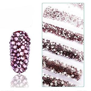 Стразы для ногтей SS3-SS12 1440шт Блестящие 3D Без термофиксации Плоская задняя часть Стекло Pixie Кристалл AB Стразы Блестящий Камень для маникюра Фиолетовый - Фото 1