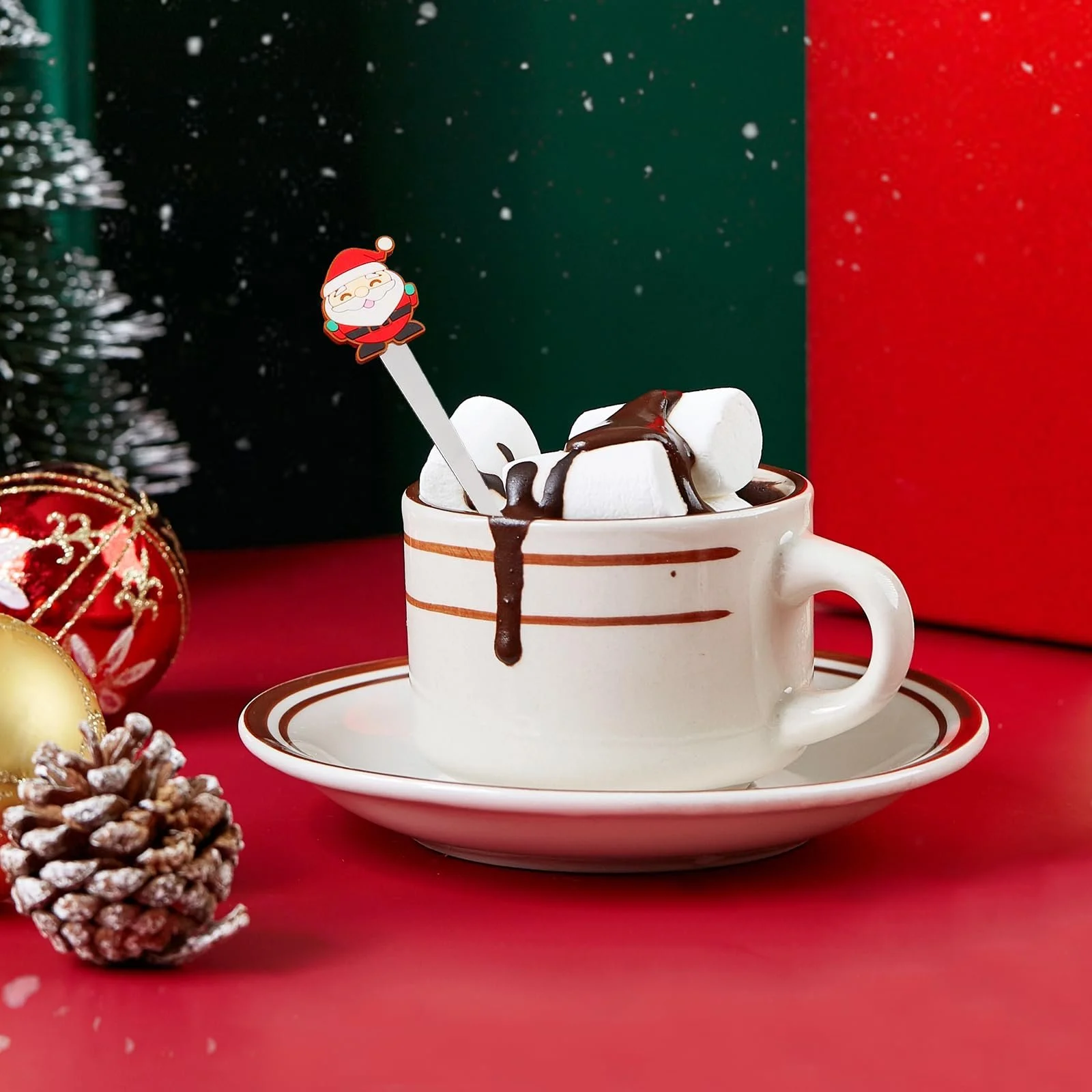 Ложка Різдвяна з нержавіючої сталі Santa Snowman Cake House Glove Shape для кави, чаю, 6 шт, фото №5