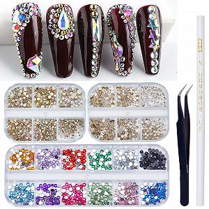 Стрази для нігтів NICENEEDED, 6000 шт, мікс кольорів, плоскі діаманти дорогоцінне каміння - Фото 1