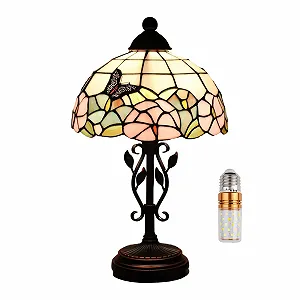 Настільна лампа Kinbolas Tiffany Style Butterfly Кольорове скло Основа зі смоли E27 25 см - Фото 1