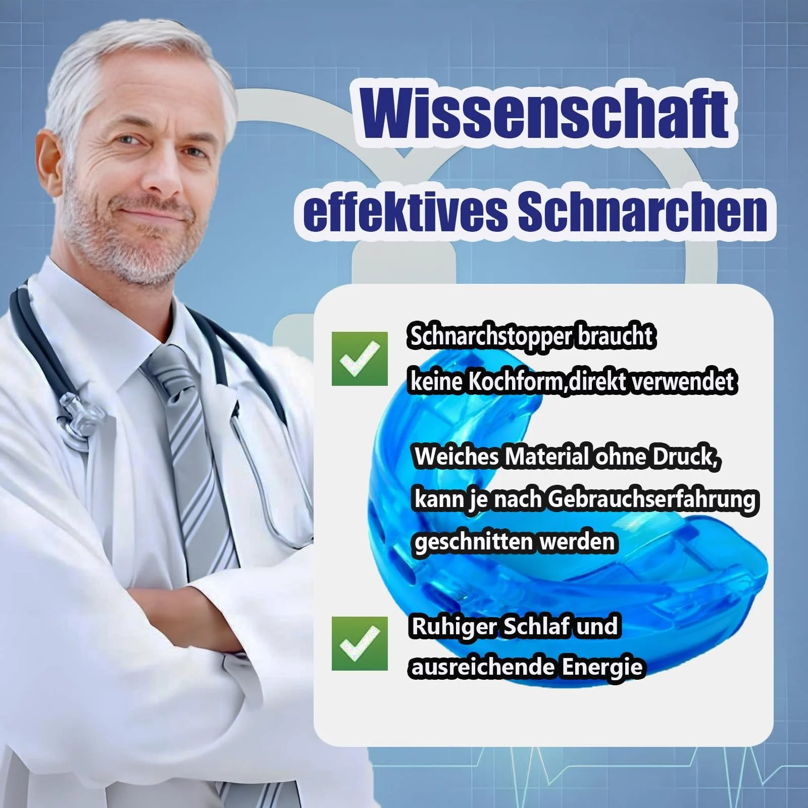 Капа від хропіння, Нічна, Ультра легка м'яка капа від хропіння без BPA, Підходить для чоловіків та жінок, фото №3 Капа від хропіння, Нічна, Ультра легка м'яка капа від хропіння без BPA, Підходить для чоловіків та жінок, фото №3