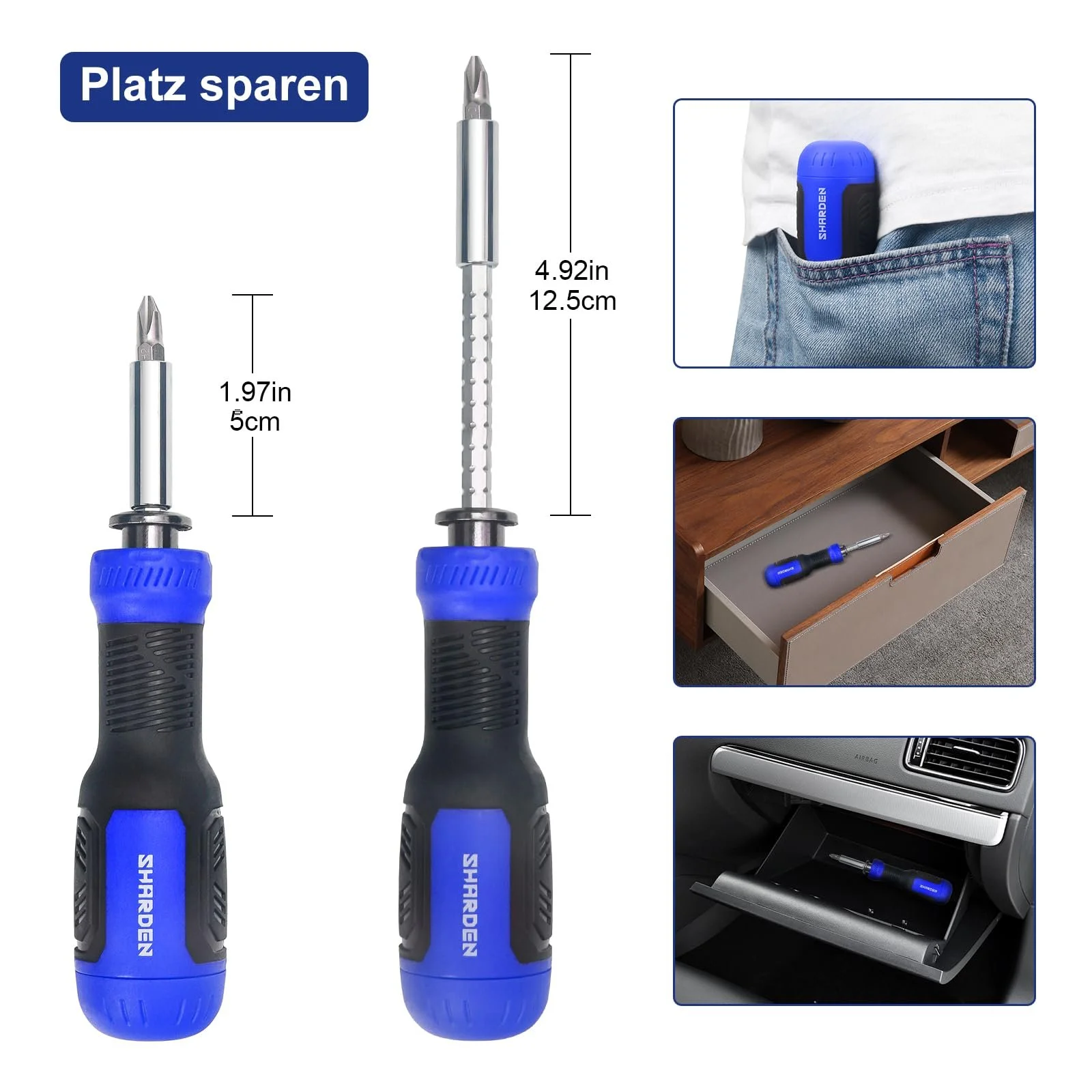 Викрутка-мультитул SHARDEN 13-в-1 магнітна з набором біт, фото №5