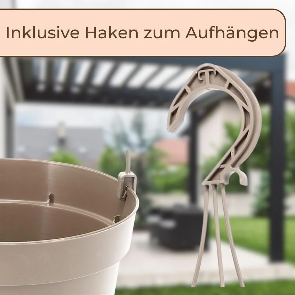 Набір підвісних кашпо GarPet пластикові 16х15 см 3 шт Тауп, фото №3