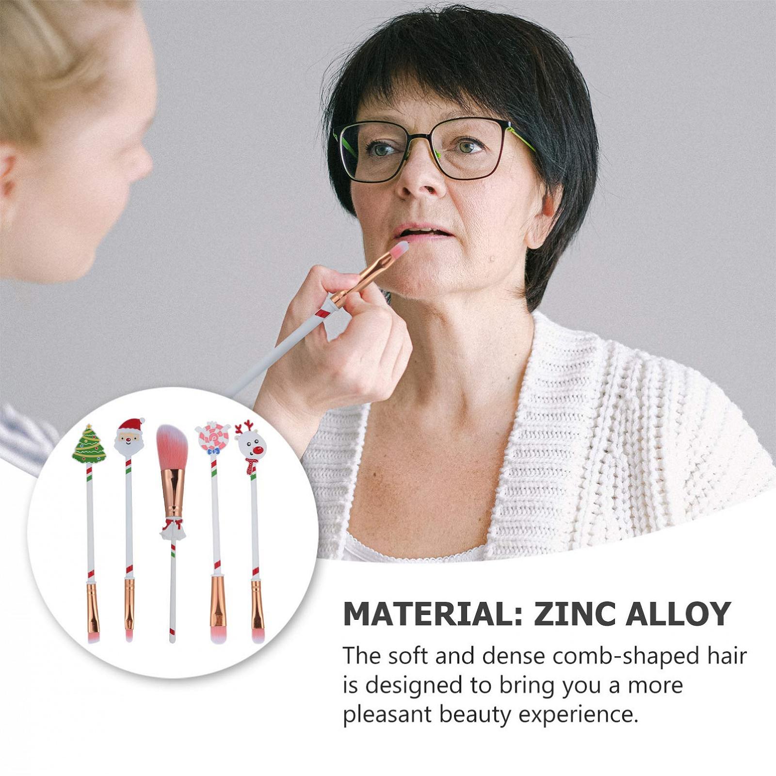 Набір пензлів для макіяжу Lurrose 5 шт. на Різдво пензлик для бронзера, рум'ян, тіней, підводки для очей для рум'ян, брів, тіней, губ, фото №2