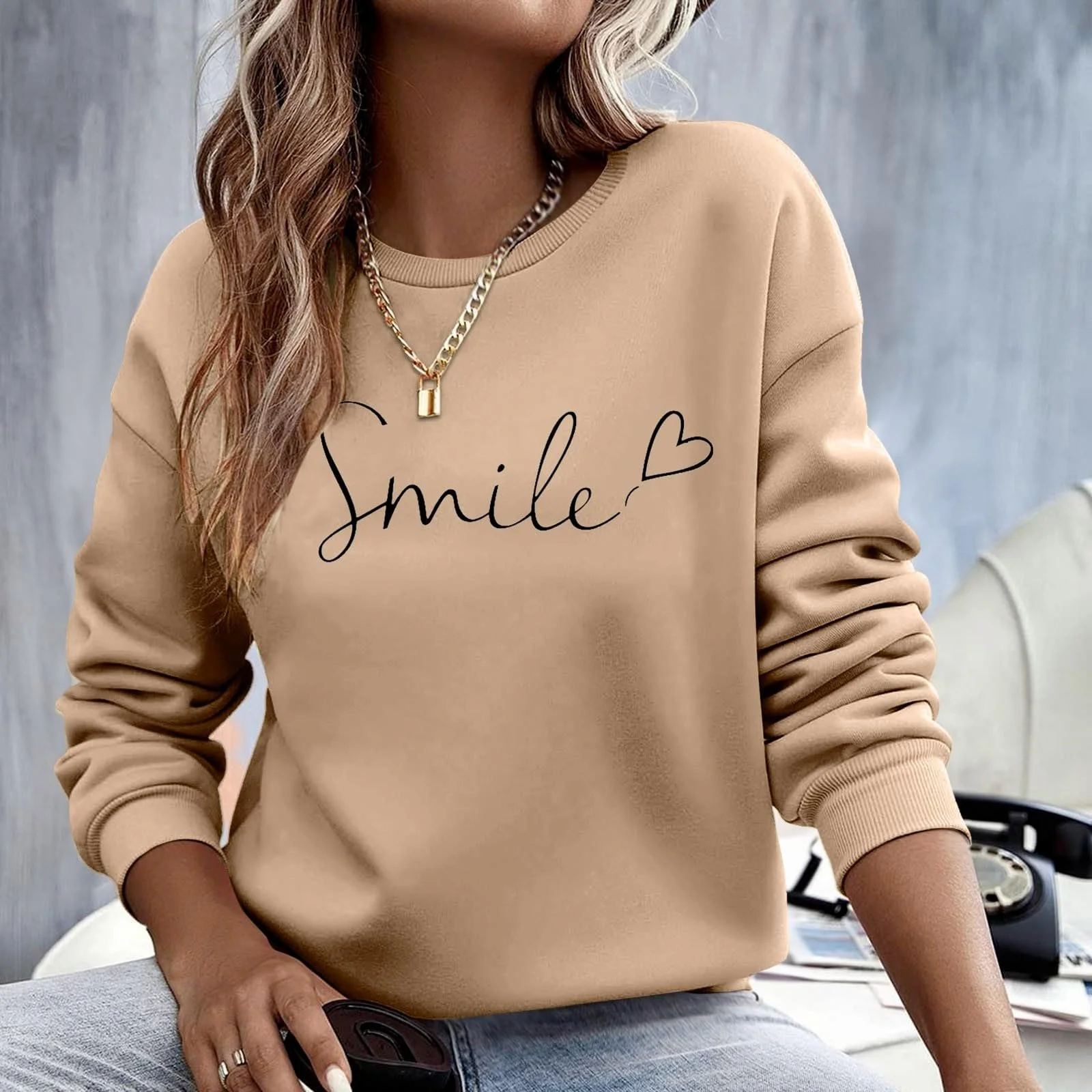 Женский Пуловер Workou 2025 с надписью Smile, круглый вырез, эстетичный, повседневный, графический, Y2K, аниме, модный, удобный, тонкий, для осени, фото №6