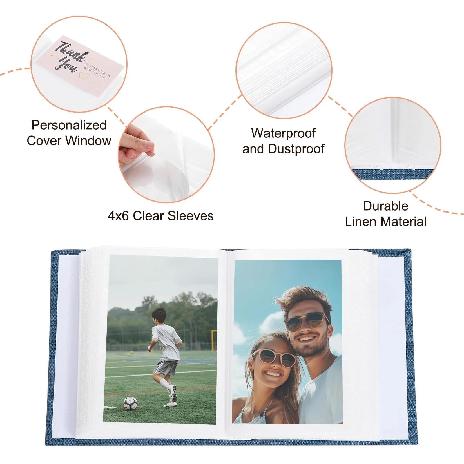 Фотоальбом sourcing map 4 x 6, льняная обложка, маленький фотоальбом на 100 карманов, вмещает 100 фотографий, синий, фото №3 Фотоальбом sourcing map 4 x 6, льняная обложка, маленький фотоальбом на 100 карманов, вмещает 100 фотографий, синий, фото №3