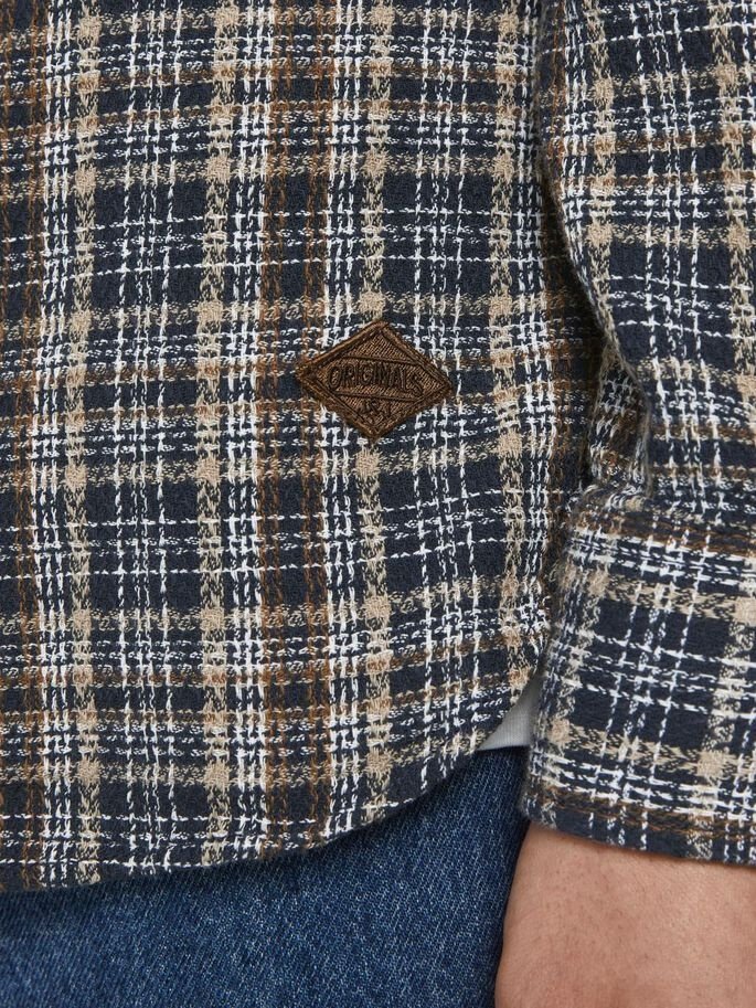 Рубашка Jack&Jones CHECK LS 12191200- Blazer-Checks Slim Темно-синий L, фото №4
