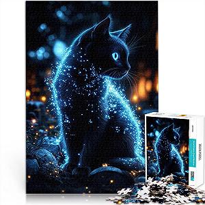 Купити Пазл Black Cat with Blue Luminous Fur 1000 елементів 52 x 38 см - Фото 1 Пазл Black Cat with Blue Luminous Fur 1000 елементів 52 x 38 см - Фото 1